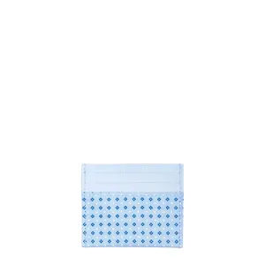 LIGHT BLUE LEATHER AND SILK CREDIT CARD HOLDER