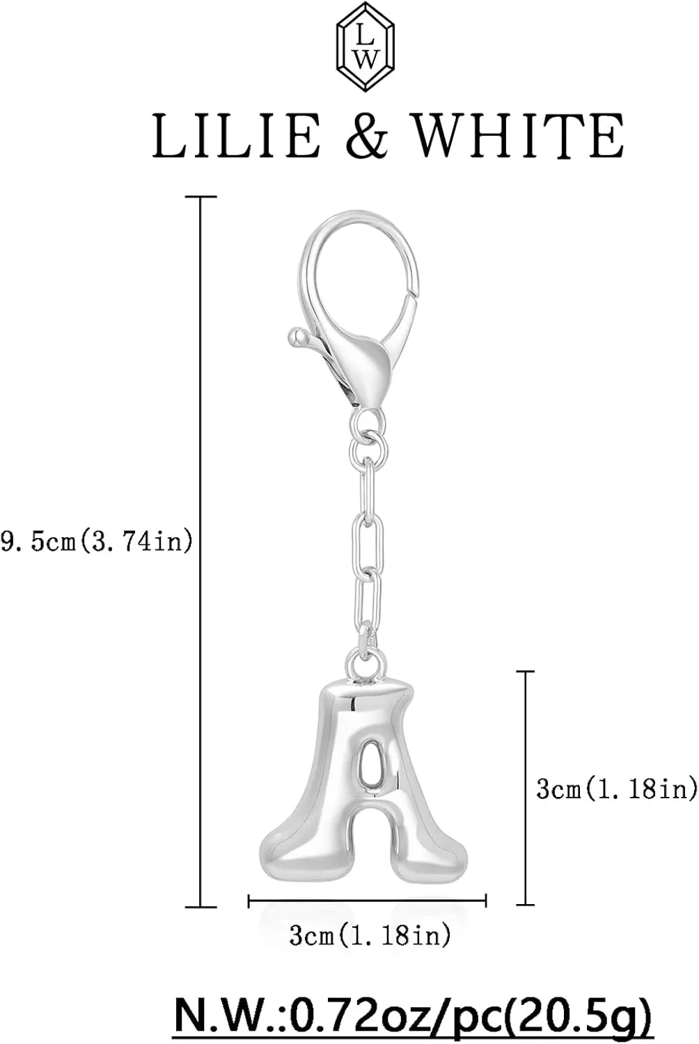 LILIE&WHITE Gold Bubble Initial Keychain For Women Handbag Charms Fashion Alphabet Keychain Accessories Gift