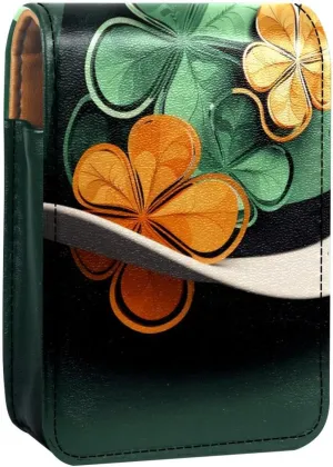 Lipstick Case,Leather Lip Gloss Lipstick Organizer with Mirror,Mini Lipstick Holder Bag,Clover and St. Patrick'S Day