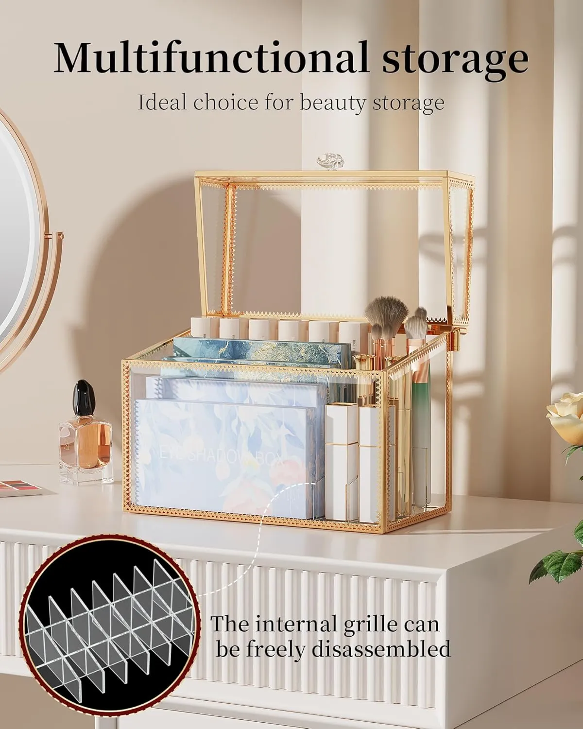 Lipstick Organizer Holder - 24 Spaces, Tempered Glass Lip Gloss and Perfume Organizer,Vanity Lipstick Holder and Organizer.