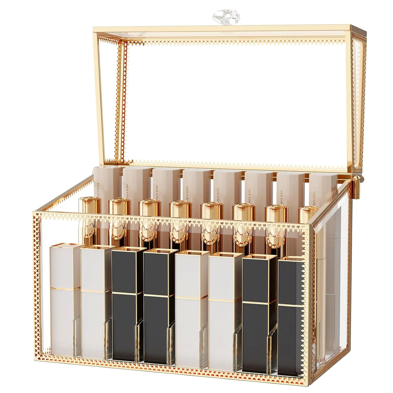 Lipstick Organizer Holder - 24 Spaces, Tempered Glass Lip Gloss and Perfume Organizer,Vanity Lipstick Holder and Organizer.