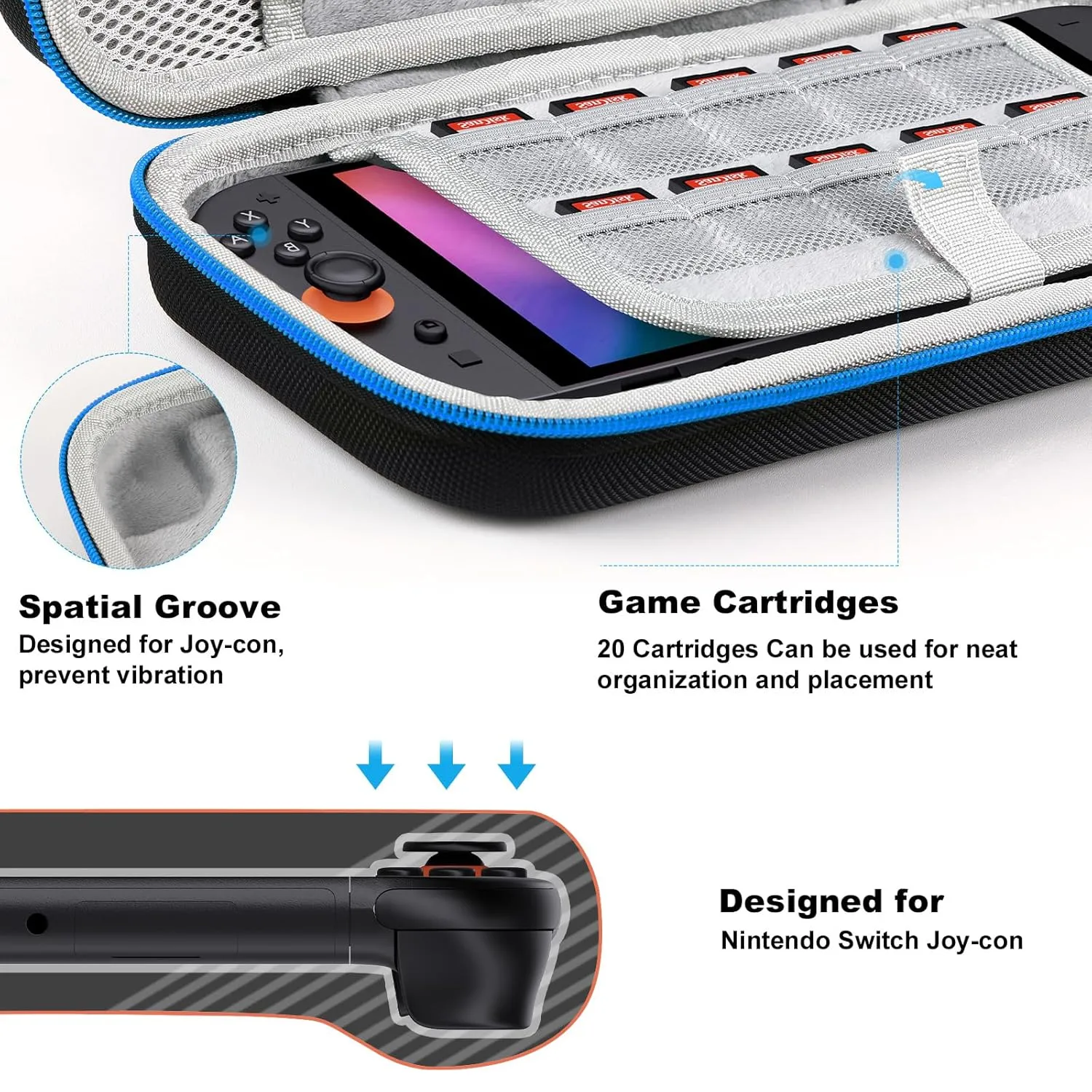 Lmcpa Carrying Case for Nintendo Switch 2 (2025) 7.9 Inch, Protective Hard Shell Portable Switch Travel Case, Durable Ballistic Nylon, Lightweight and Large Capacity, Accessories for Switch 2, Blue