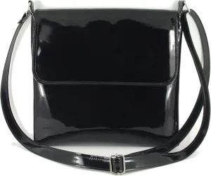 LONI Womens Cool Faux Patent Leather Cross-Body Shoulder Bag Handbag Medium Size