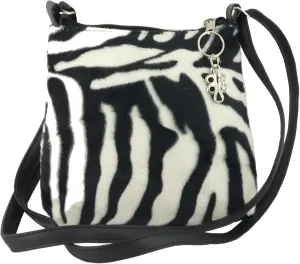 LONI Womens Trendy Animal Print Faux Fur Shoulder Bag/Cross-Body Bag