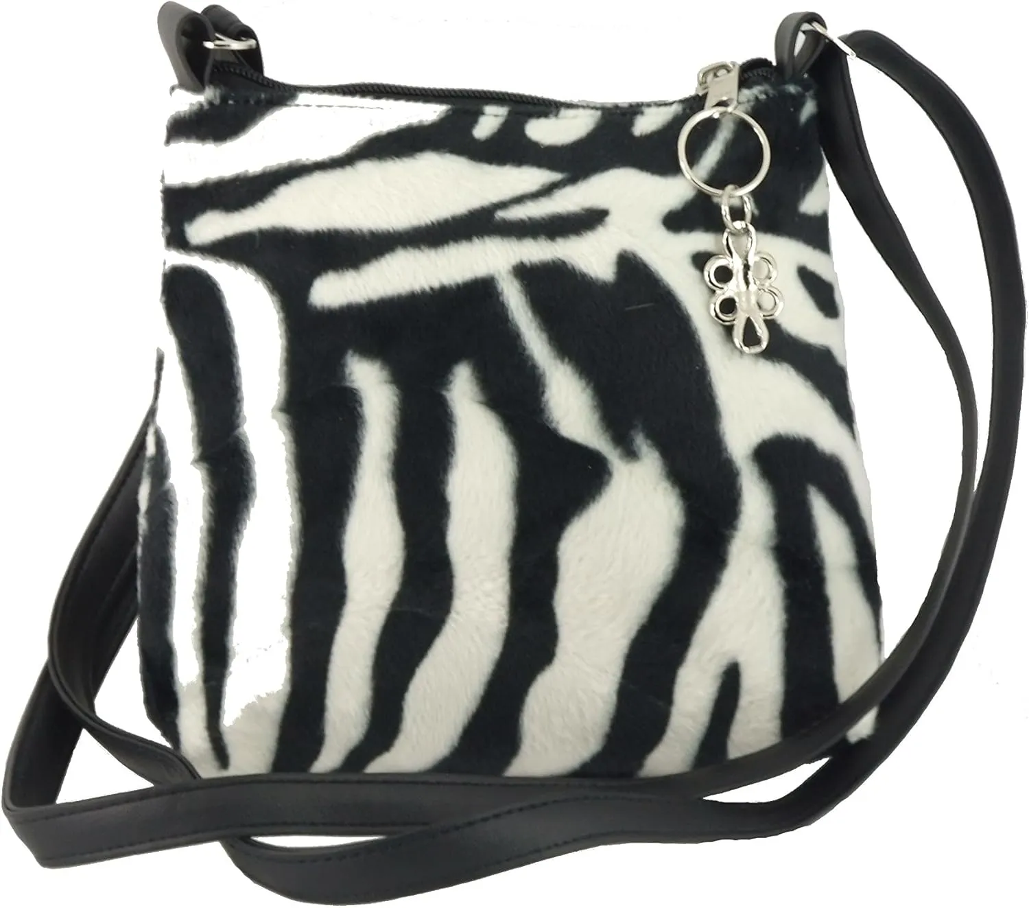 LONI Womens Trendy Animal Print Faux Fur Shoulder Bag/Cross-Body Bag
