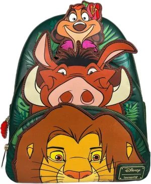 Loungefly Disney Lion King Triple Pocket Three Friends Mini Backpack Double Strap