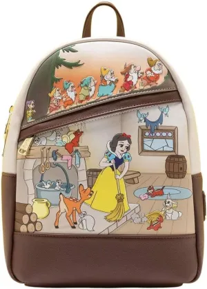 Loungefly Disney Snow White and Seven Dwarfs Multi Scene Womens Double Strap Shoulder Bag Purse