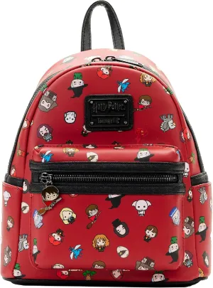 Loungefly Harry Potter Chibi Characters Red Allover Print Double Strap Shoulder Bag Purse