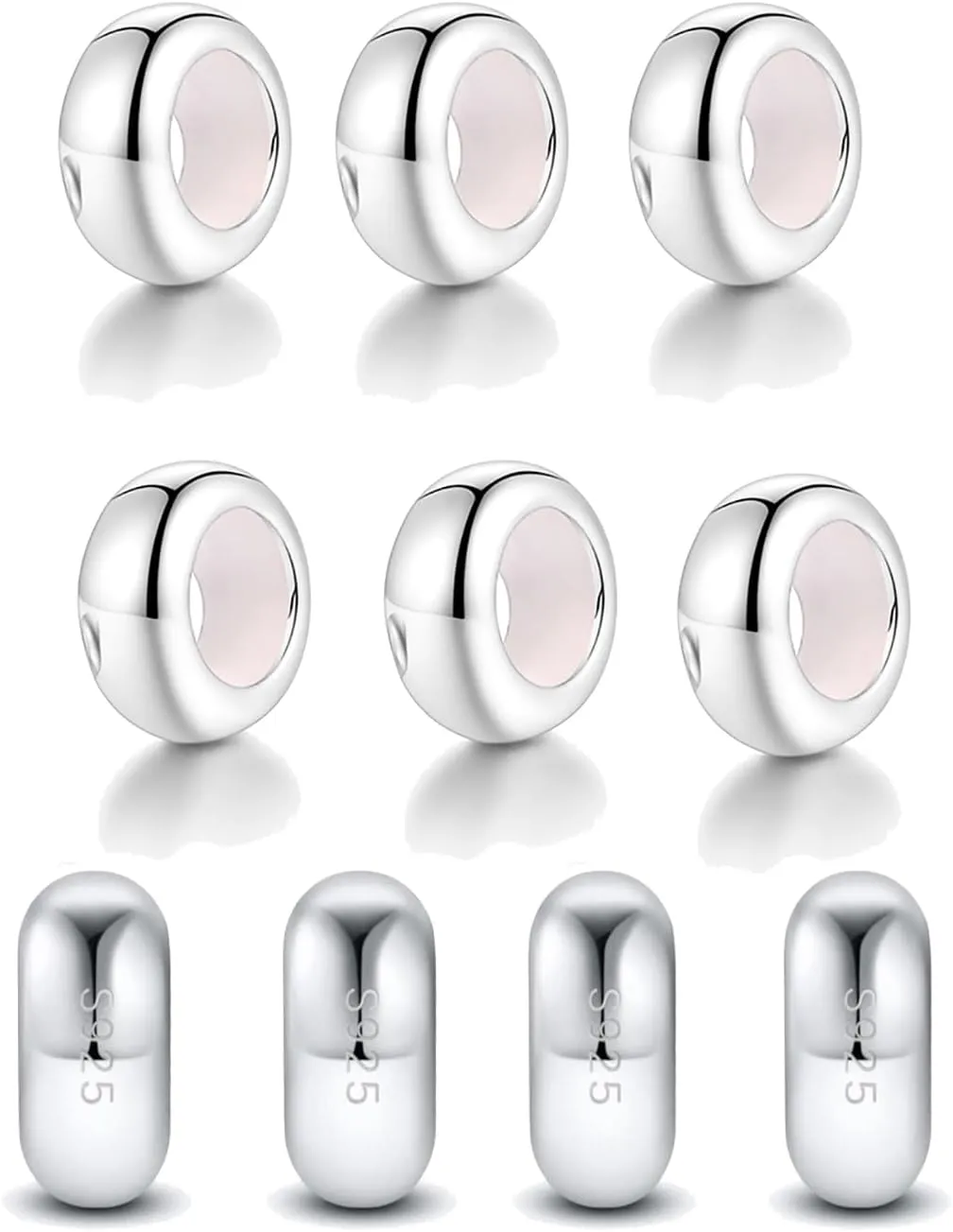 Lovans 925 Sterling Silver Spacer Beads for European Charms Bracelet Charms fit DIY Snake Charm Bracelet Charm Spacer Stopper for Women with Gift Bag