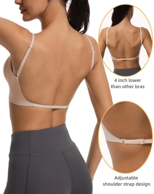 Low Back Push Up Bra Seamless Wirefree Comfort Padded Bralette Backless Convertible Support Bras