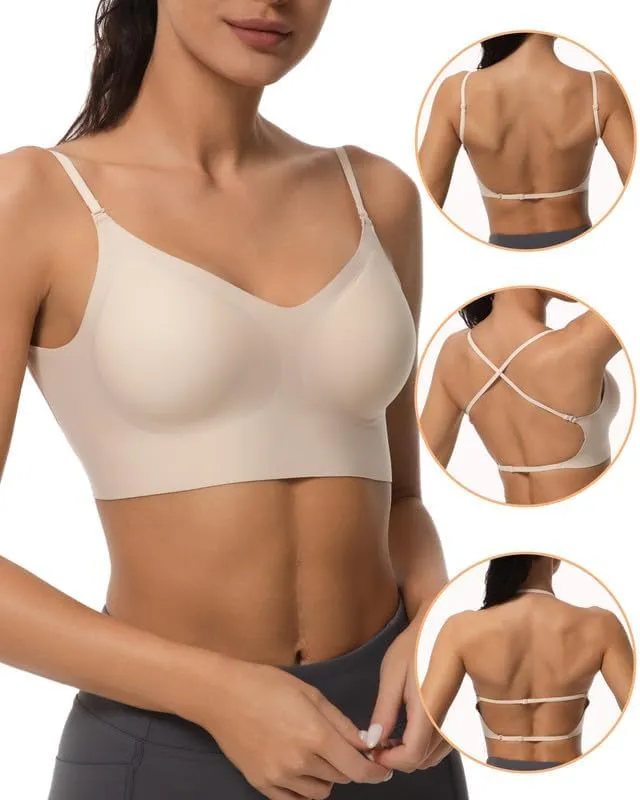 Low Back Push Up Bra Seamless Wirefree Comfort Padded Bralette Backless Convertible Support Bras