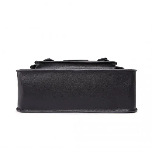 LT1665 - Miss Lulu Plain Leather Look School Work Satchel Black
