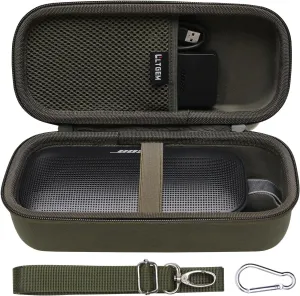 LTGEM Case Compatible with Bose SoundLink Flex 2nd Gen/SoundLink Flex Portable Bluetooth Speaker with Shoulder Strap, Green(Case Only)