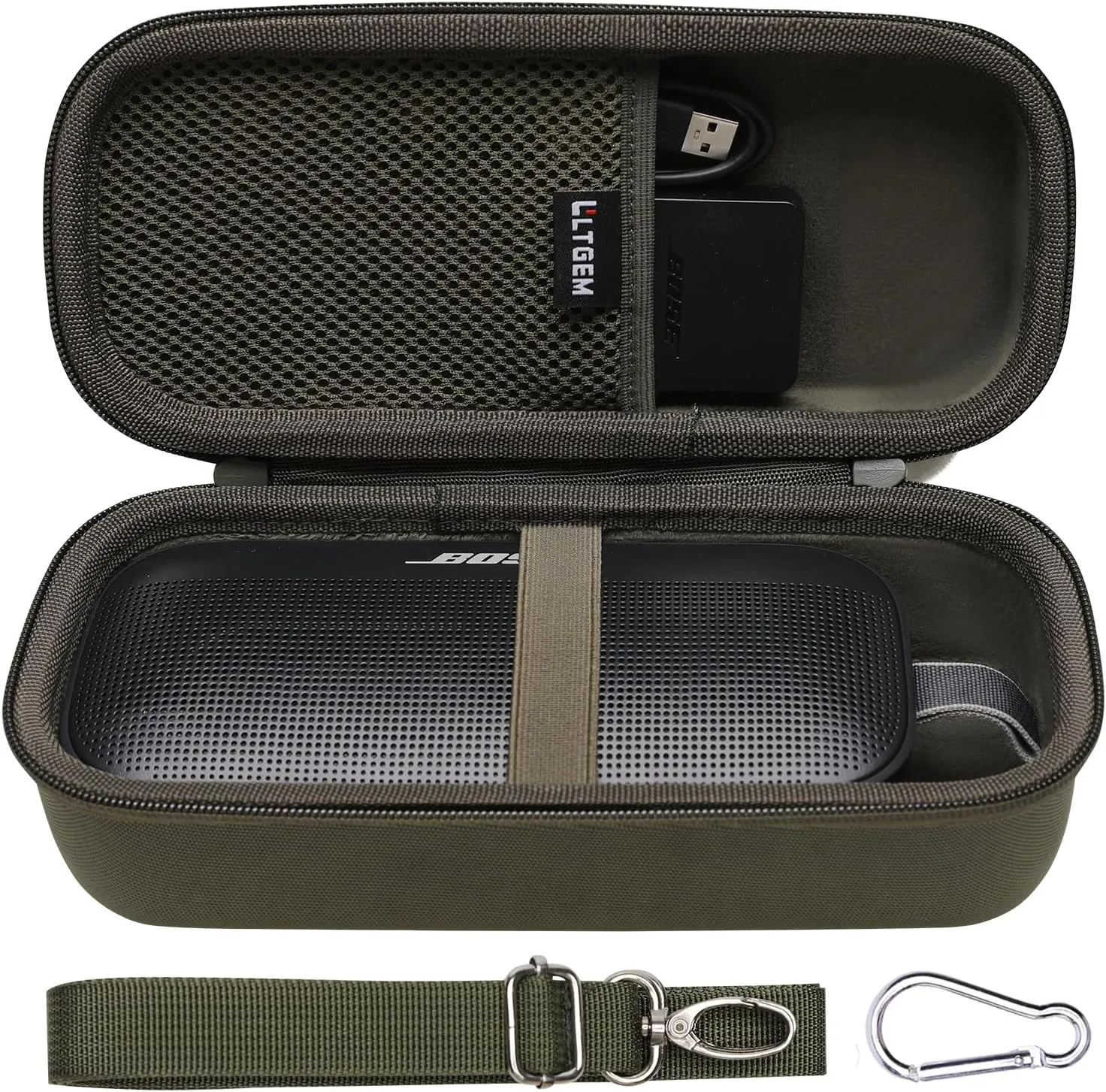 LTGEM Case Compatible with Bose SoundLink Flex 2nd Gen/SoundLink Flex Portable Bluetooth Speaker with Shoulder Strap, Green(Case Only)
