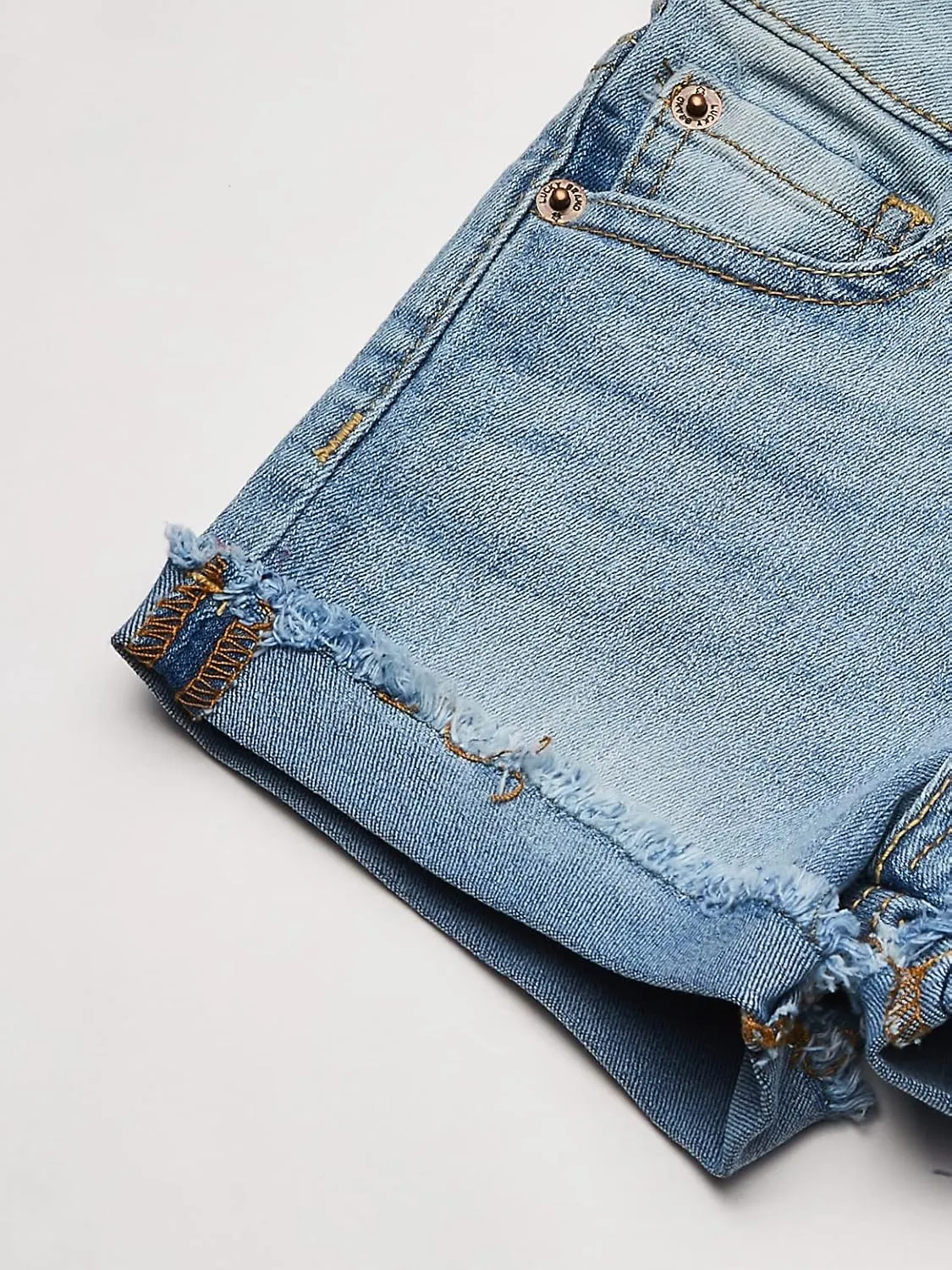 Lucky Brand Girls' Cuffed Jean Shorts, Stretch Denim with 5 Pockets, Mid to High Rise Waist