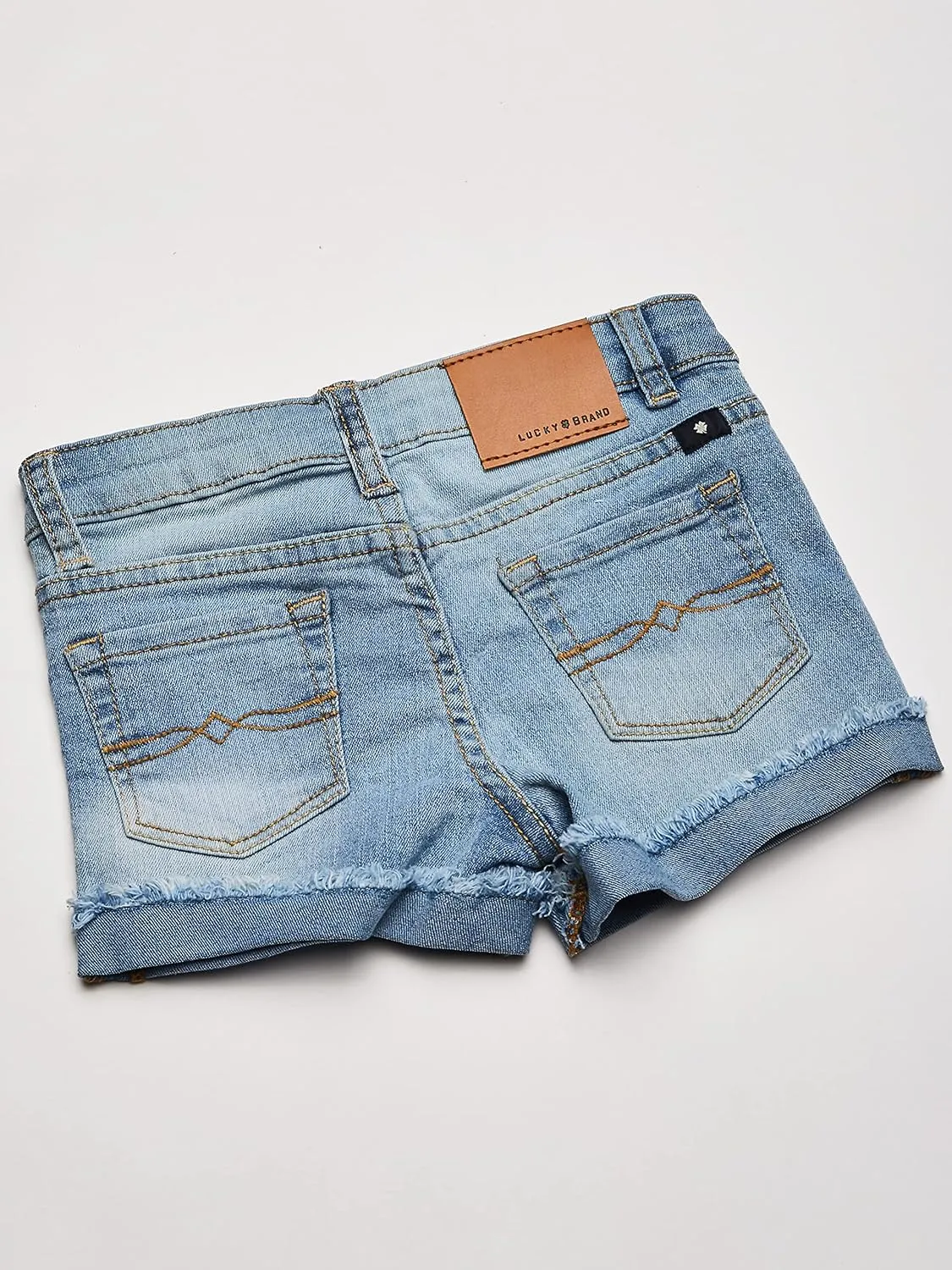 Lucky Brand Girls' Cuffed Jean Shorts, Stretch Denim with 5 Pockets, Mid to High Rise Waist