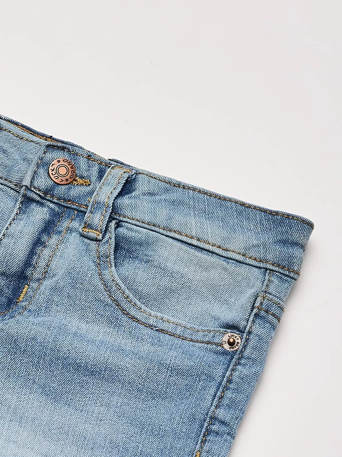 Lucky Brand Girls' Cuffed Jean Shorts, Stretch Denim with 5 Pockets, Mid to High Rise Waist