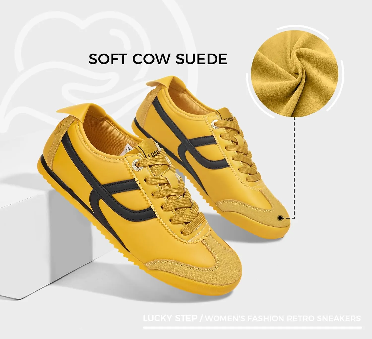 LUCKY STEP Women's Retro Fashion Sneakers Thin Sole Casual Walking Lightweight Tennis Trainers Running Gym Workout Classic Comfortable Athletic Shoes
