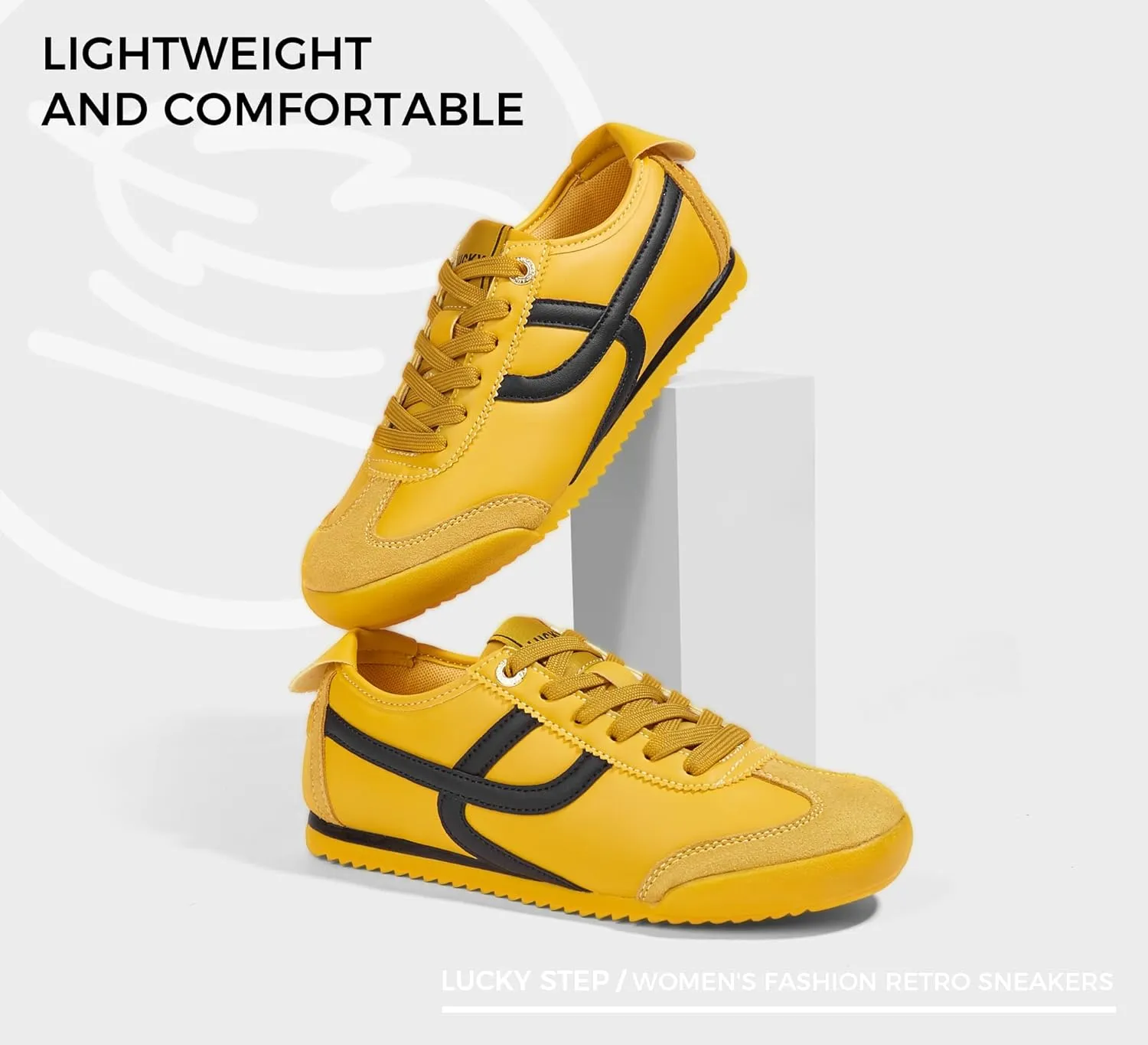 LUCKY STEP Women's Retro Fashion Sneakers Thin Sole Casual Walking Lightweight Tennis Trainers Running Gym Workout Classic Comfortable Athletic Shoes