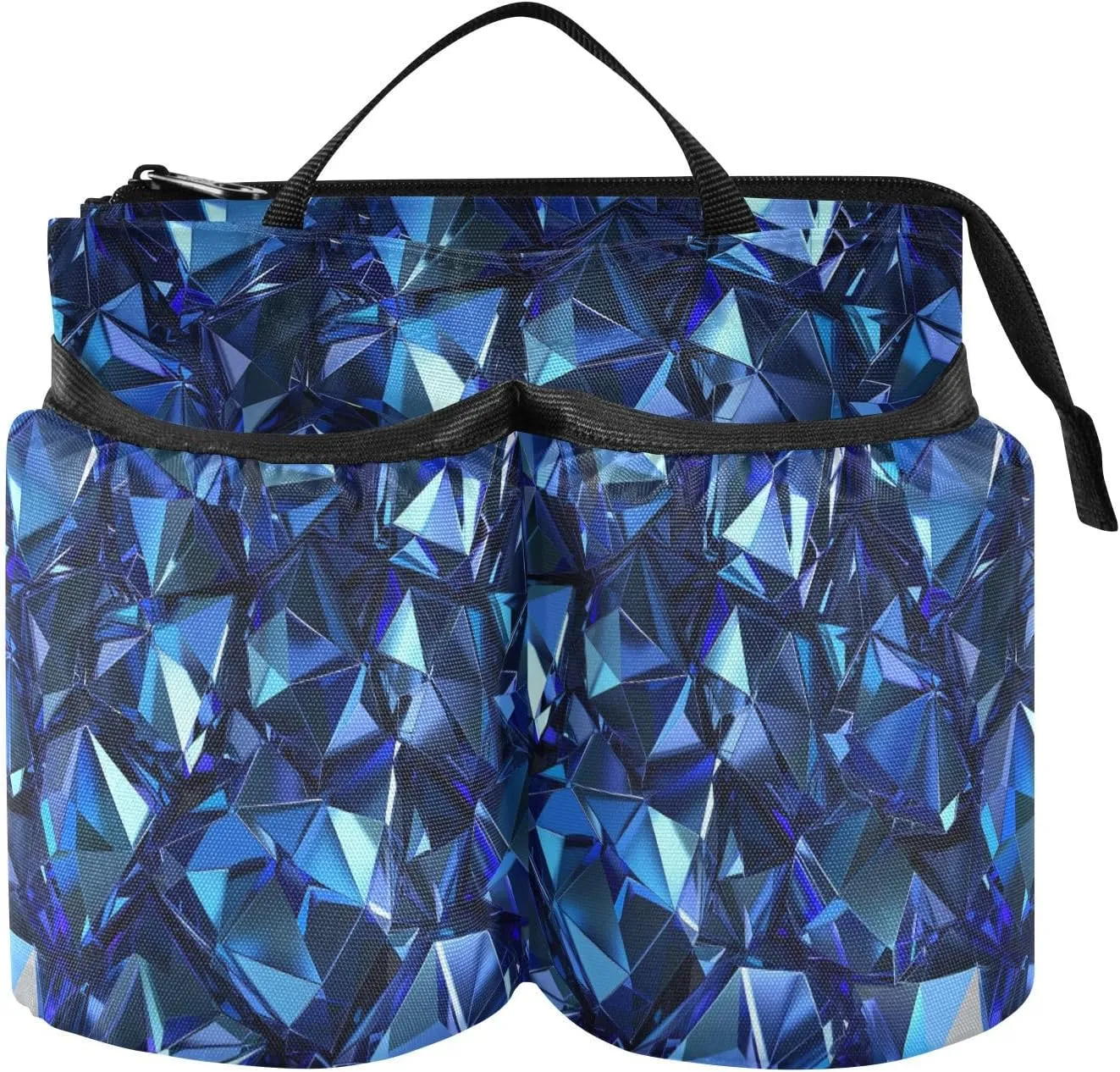 Luggage Drink Holder Adjustable Irregular Polygon Electric Blue Crystal Pattern Coffe Holder Suitcase Two Cup Holder for Suitcase Attachemt