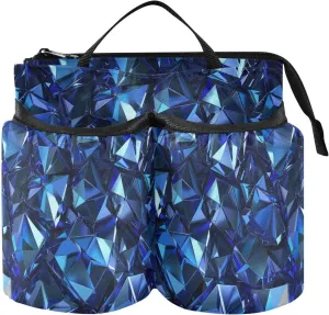Luggage Drink Holder Adjustable Irregular Polygon Electric Blue Crystal Pattern Coffe Holder Suitcase Two Cup Holder for Suitcase Attachemt