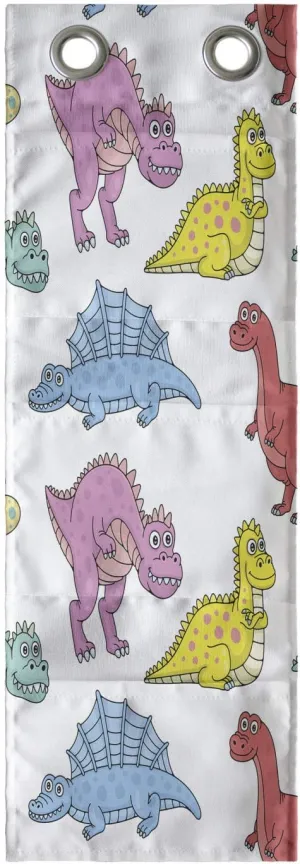 Lunarable Dinosaur Hanging Pocket Organizer, Funny Colorful Cartoon Characters Dinos Sharp Teeth Extinct Prehistoric Animals, Printed Polyester Storage Bag with Pockets, 9" x 27", Multicolor