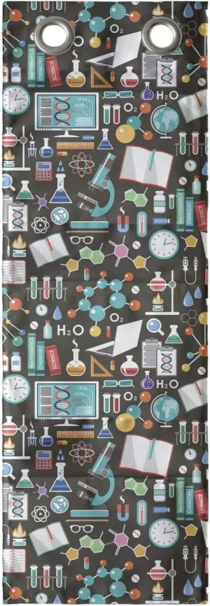 Lunarable Science Hanging Pocket Organizer, Chemical and Scientific Elements DNA Module Globe Atom Experiment Pattern, Printed Polyester Storage Bag with Pockets, 9" x 27", Multicolor