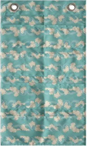 Lunarable Waves Hanging Pocket Organizer, Style Ocean Pattern Freedom Retro Freshness Poetic Illustration, Printed Polyester Storage Bag with Pockets, 21" x 31", Turquoise and Cream