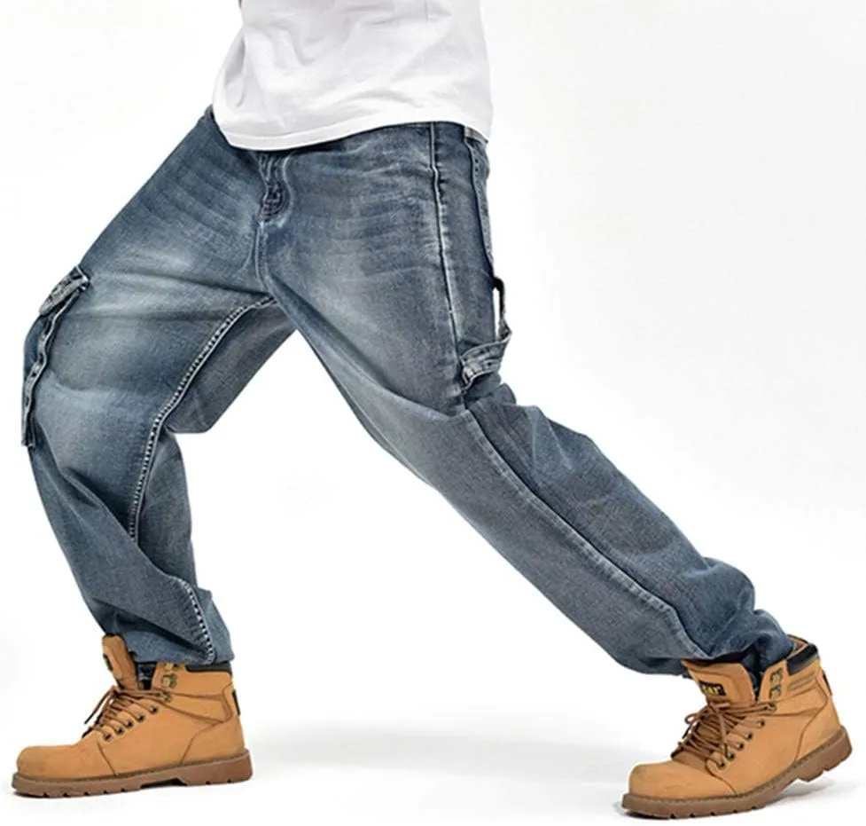 LUOBANIU Men's Baggy Jeans Hip Hop Jeans Loose fit 90s Vintage Cargo Pants Baggy Fit Fashion Dance Skater Skateboard Pants