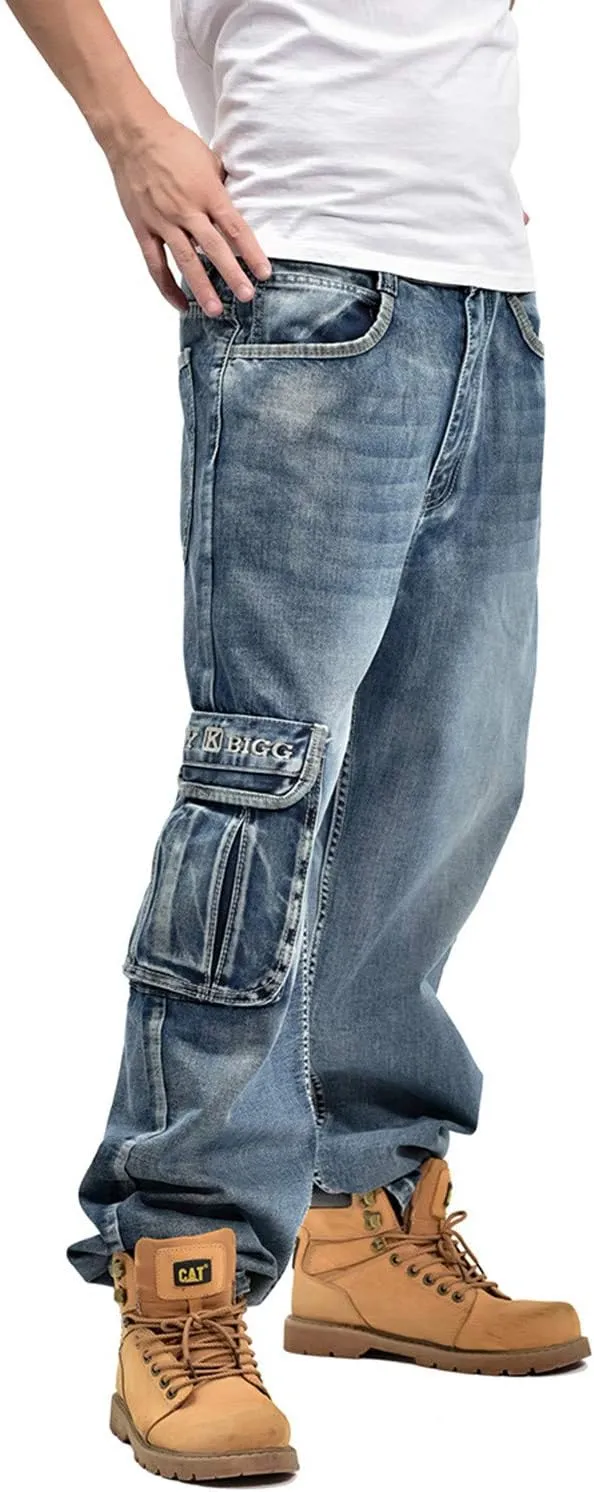 LUOBANIU Men's Baggy Jeans Hip Hop Jeans Loose fit 90s Vintage Cargo Pants Baggy Fit Fashion Dance Skater Skateboard Pants