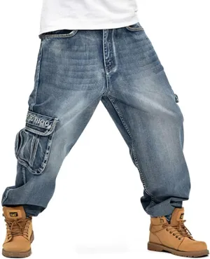 LUOBANIU Men's Baggy Jeans Hip Hop Jeans Loose fit 90s Vintage Cargo Pants Baggy Fit Fashion Dance Skater Skateboard Pants