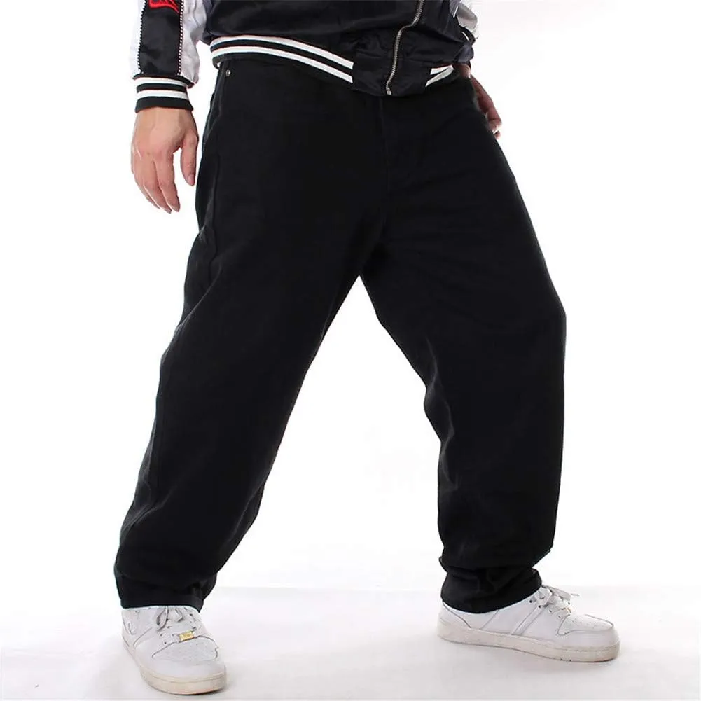 LUOBANIU Men's Black Baggy Jeans Hip Hop Loose fit 90s Vintage Cargo Denim Pants Fashion Dance Skater Skateboard Pants
