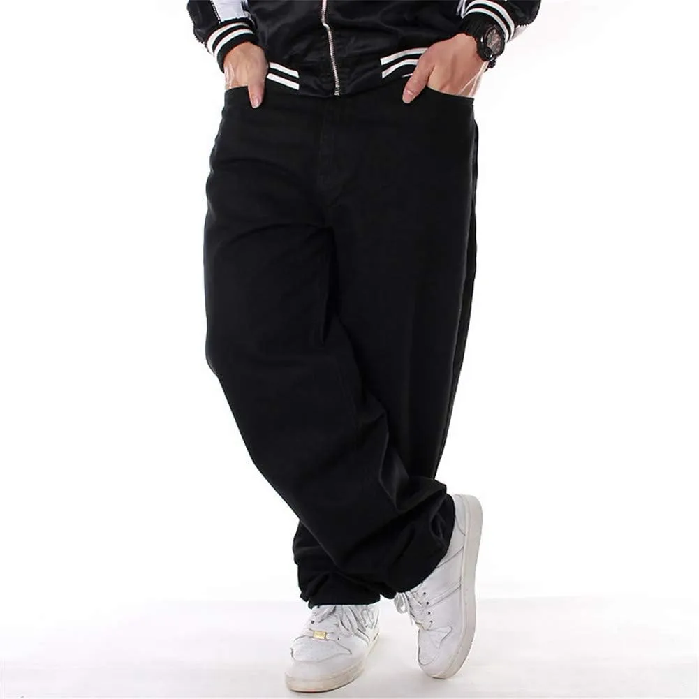 LUOBANIU Men's Black Baggy Jeans Hip Hop Loose fit 90s Vintage Cargo Denim Pants Fashion Dance Skater Skateboard Pants