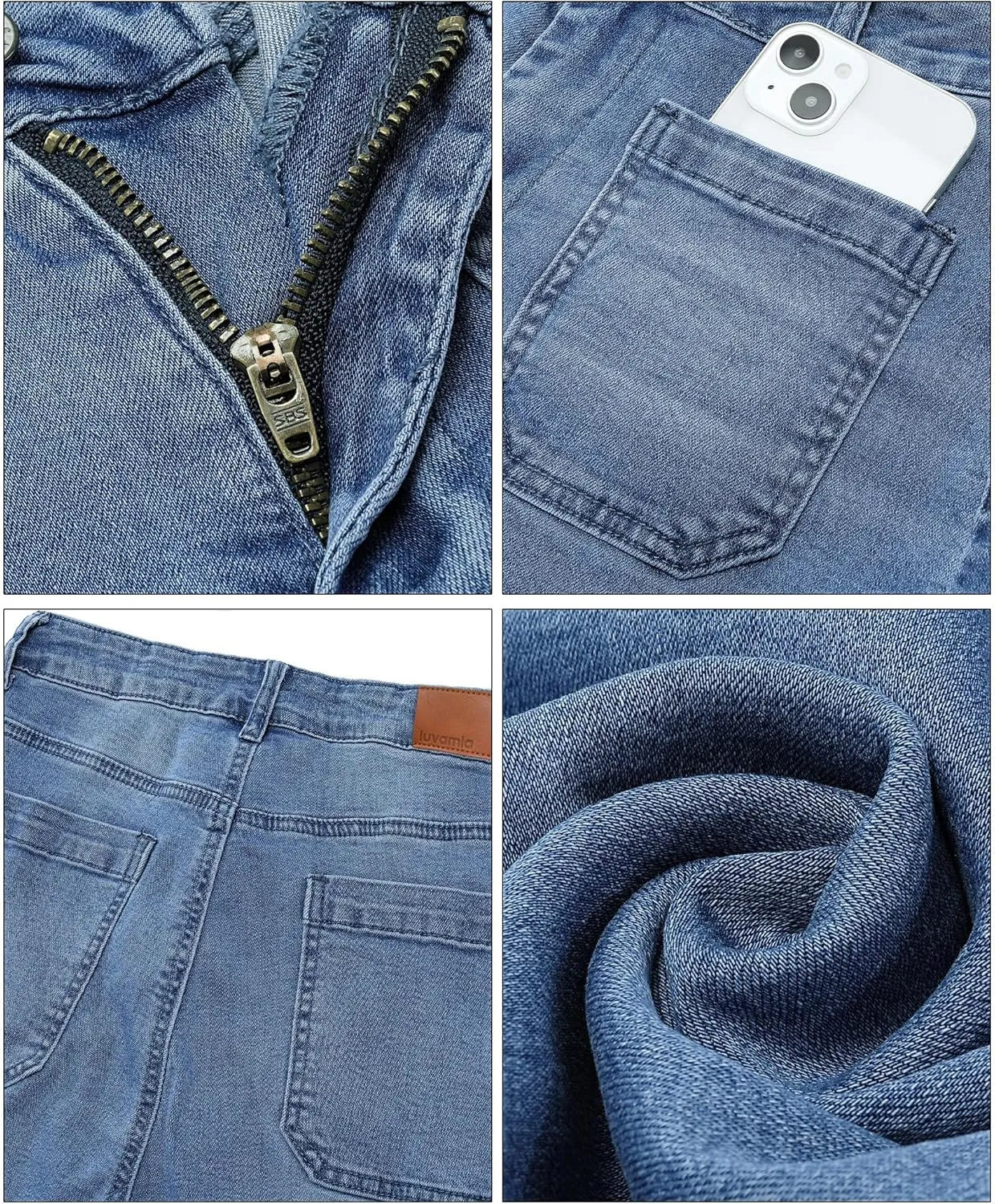 luvamia Wide Leg Jeans for Women Trendy High Waisted Flare Jeans Cropped Denim Pants Stretchy Baggy with Patch Pockets