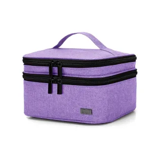 LUXJA Essential Oil Carrying Case - Holds 30 Bottles (5ml-30ml, Also Fits for Roller Bottles), Double-Layer Organizer for Essential Oil and Accessories, Lavender (Bag Only)