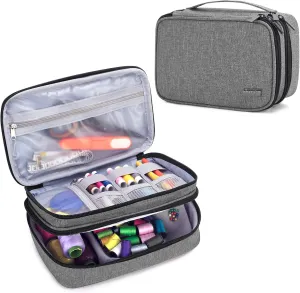 Luxja Sewing Accessories Organizer, Double-Layer Sewing Supplies Organizer for Needles, Scissors, Measuring Tape, Thread and Other Sewing Tools (NO Accessories Included), Gray