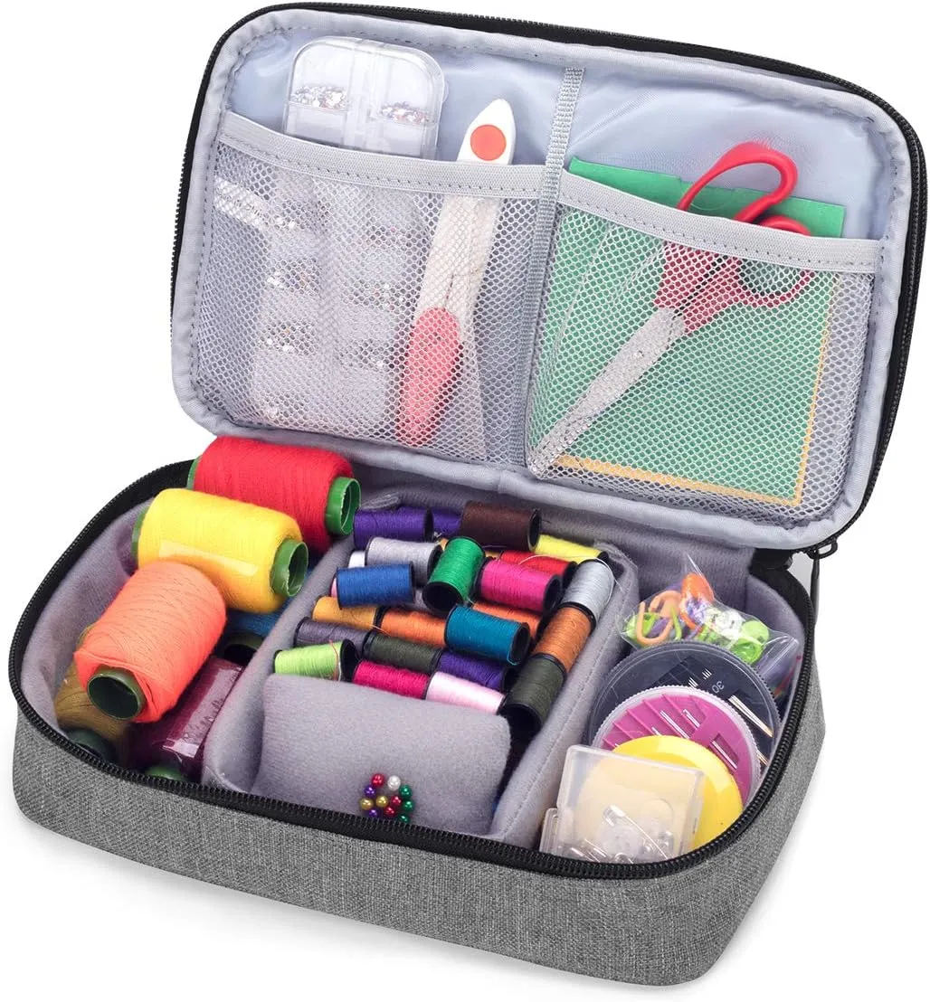 Luxja Sewing Accessories Organizer, Double-Layer Sewing Supplies Organizer for Needles, Scissors, Measuring Tape, Thread and Other Sewing Tools (NO Accessories Included), Gray