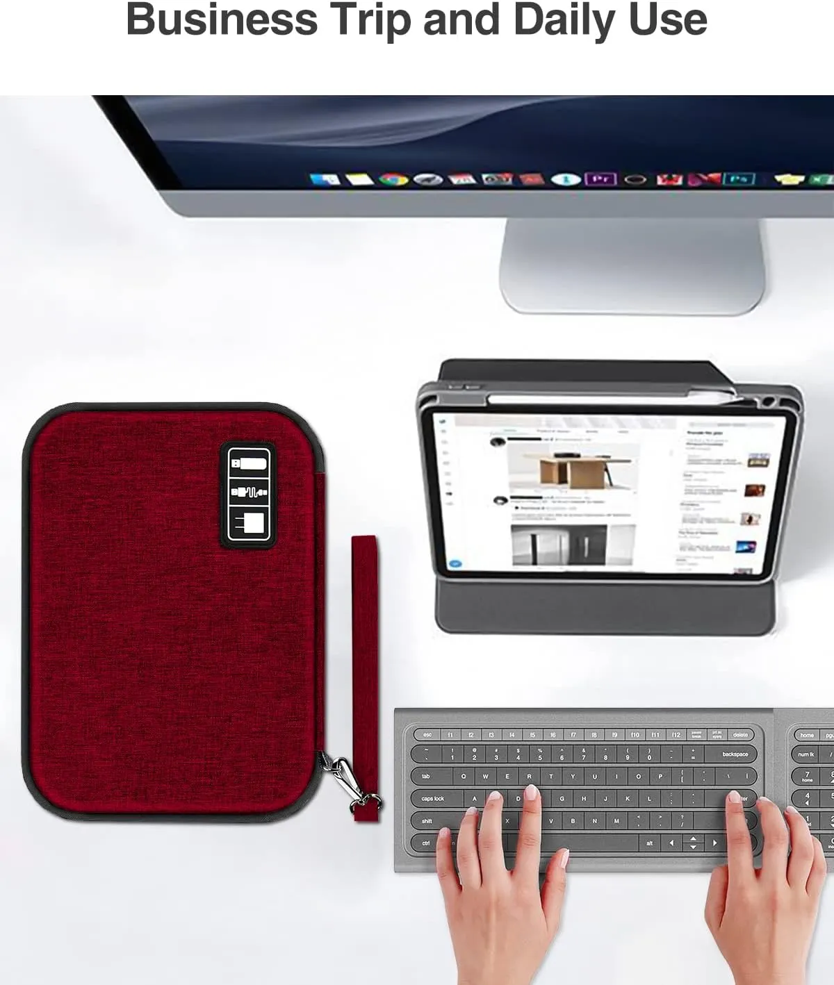 Luxtude Electronic, Red, L, Minimalist Tech Organizer