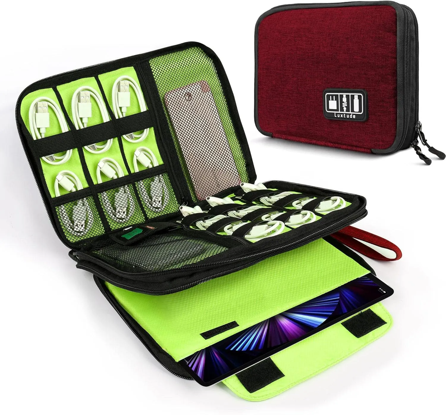 Luxtude Electronic, Red, L, Minimalist Tech Organizer