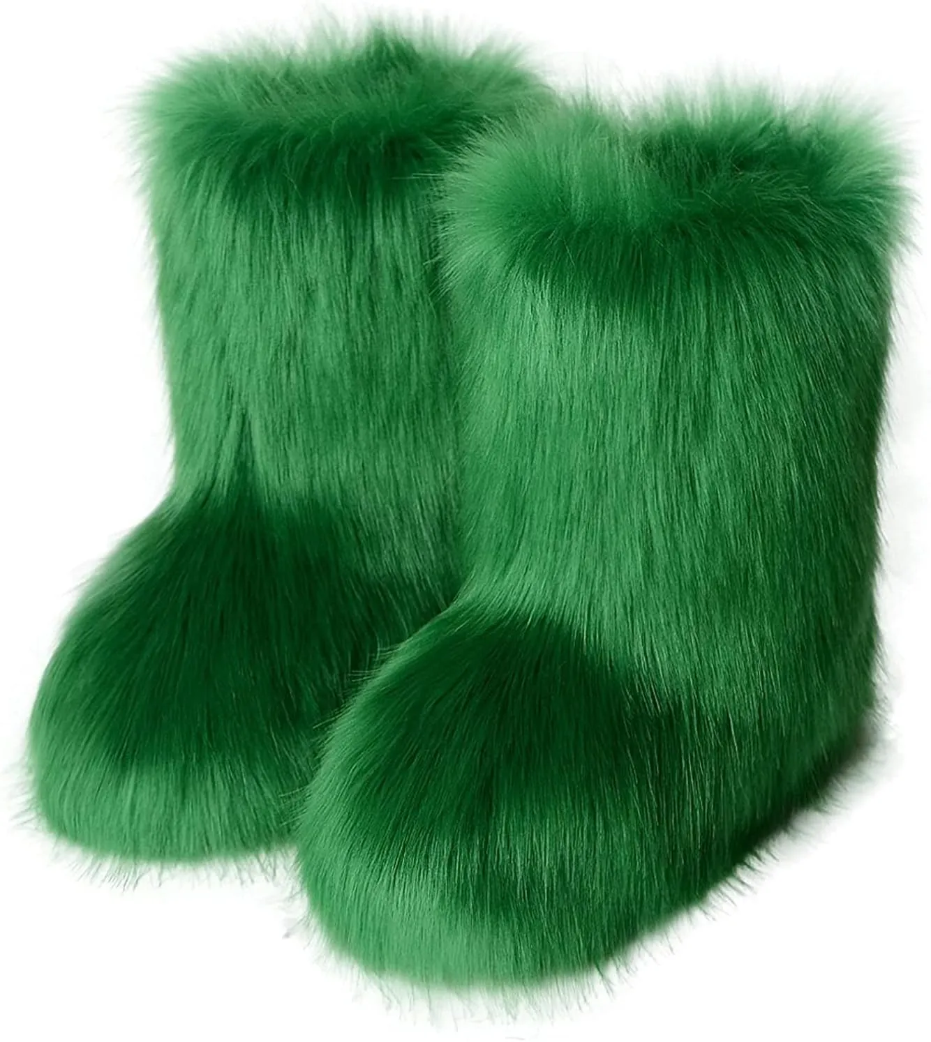 LVCOMEFF Women Faux Rabbit Fur Boot Outdoor with Fur Lining Plus Size Furry Fluffy 2021 Flat Shoes Fuzzy Snow Boot