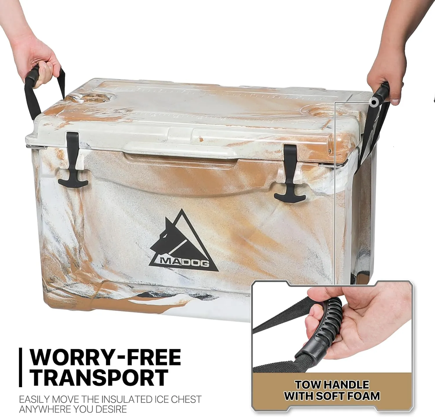 MADOG Portable Small Cooler, Lightweight Hard Cooler, Leak-Proof Beach Cooler for 5-7 Days Ice Retention, LLDPE Compact Coolers for Camping, Drink and Traveling
