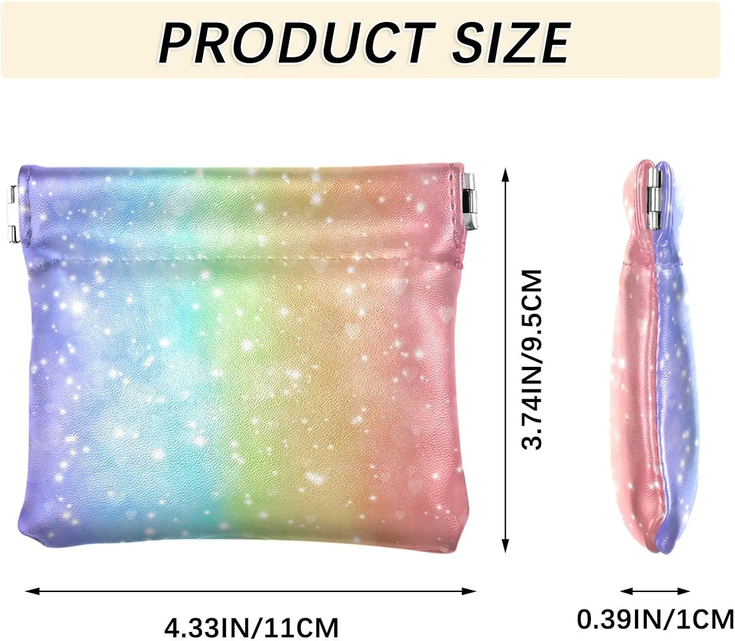 Magic Glitter Rainbow Women Cute Coin Purse Leather Funny Squeeze Girls Small Change Purse