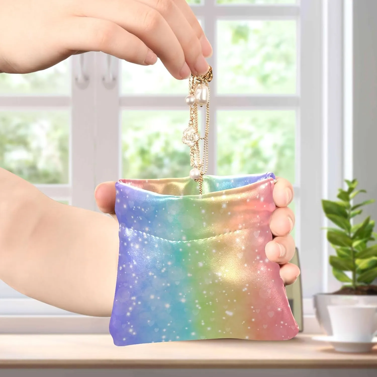 Magic Glitter Rainbow Women Cute Coin Purse Leather Funny Squeeze Girls Small Change Purse