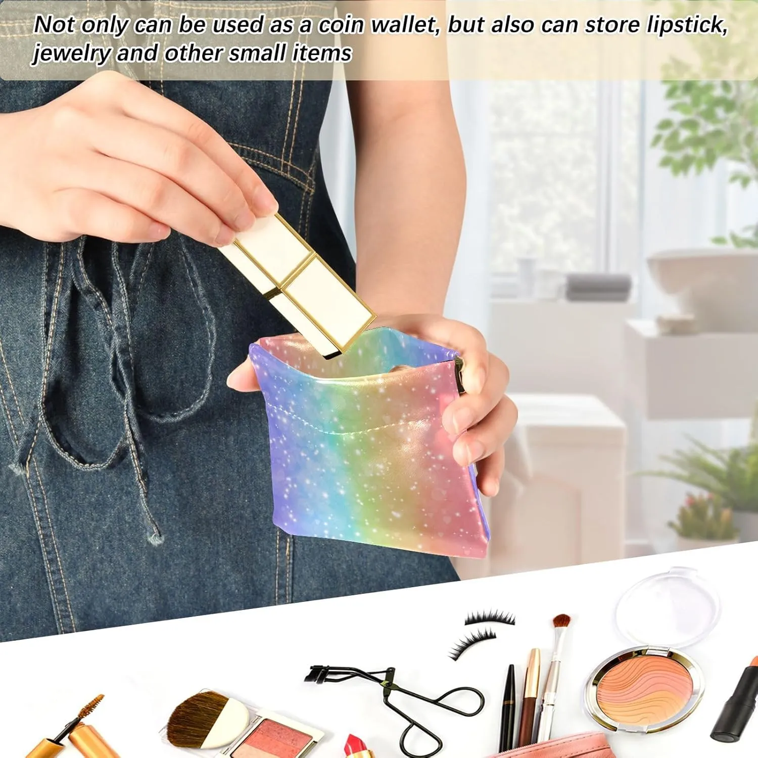 Magic Glitter Rainbow Women Cute Coin Purse Leather Funny Squeeze Girls Small Change Purse