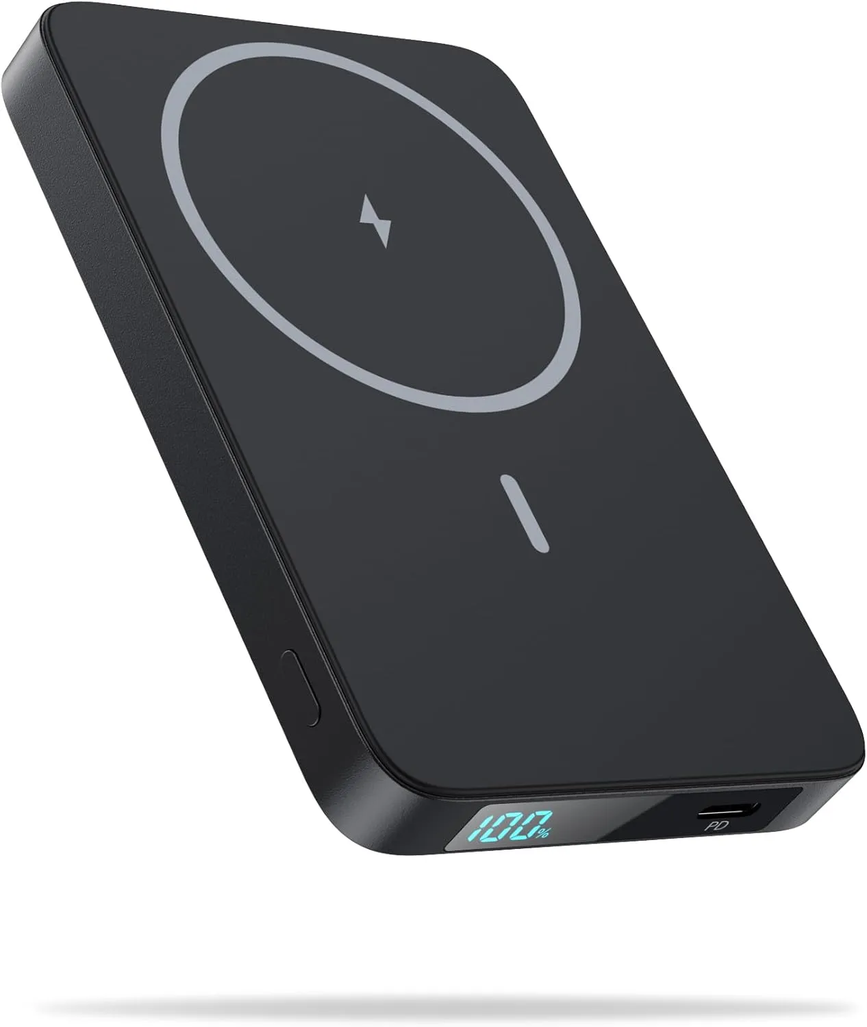 Magnetic Portable Charger Power Bank 5500mAh,Slim Wireless Portable Charger with LCD Display,PD Fast Charging USB-C Battery Pack Compatible with Magsafe, iPhone 16/15/15 Pro Max/14/13 /12 (Black)