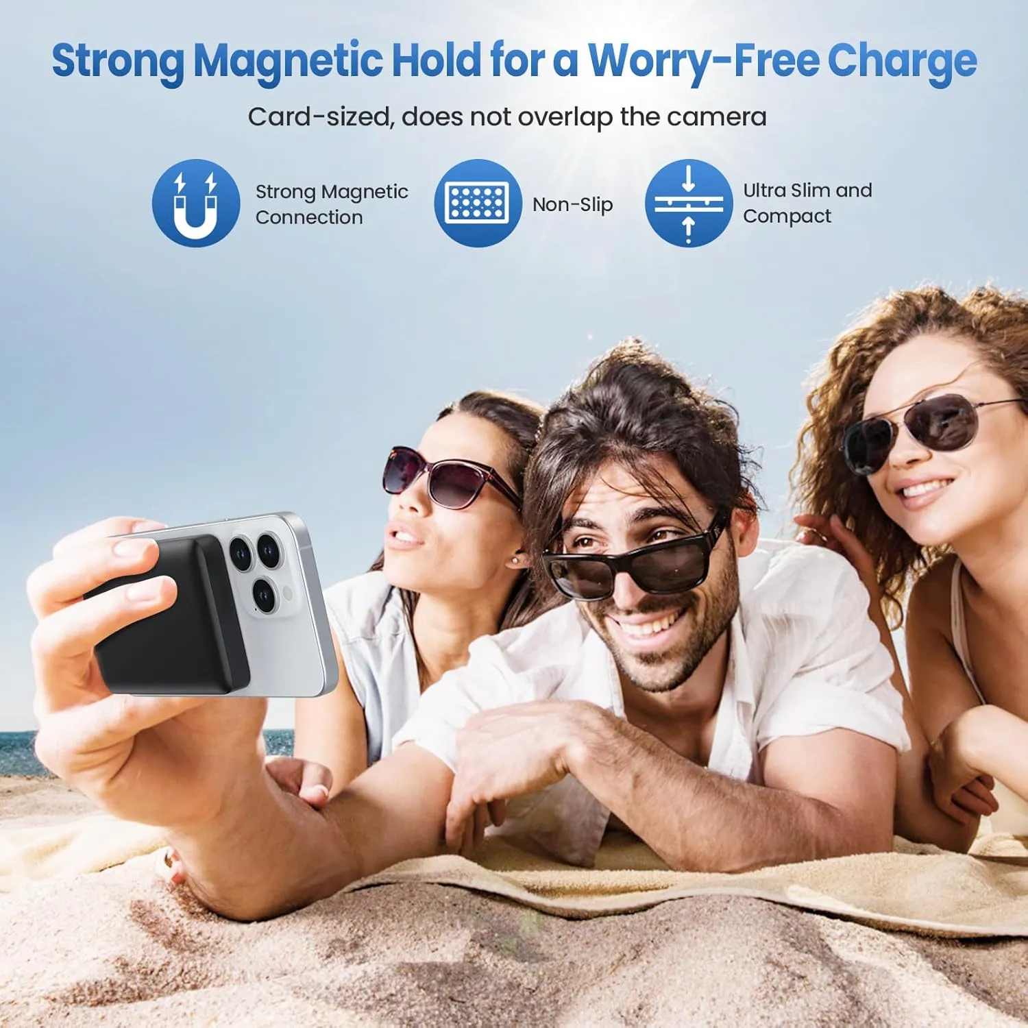Magnetic Portable Charger Power Bank 5500mAh,Slim Wireless Portable Charger with LCD Display,PD Fast Charging USB-C Battery Pack Compatible with Magsafe, iPhone 16/15/15 Pro Max/14/13 /12 (Black)