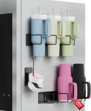 Magnetic Stanley Cup Holder for Refrigerator, Water Bottle Organizer for Stanley 40 oz with Handle, Tumbler Lid Organizer for Stanley Cup Accessories, Gifts Ideal