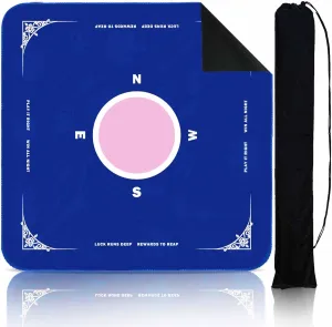 Mahjong Mats for Table Cloth,Card Game Poker Mat with Carrying Bag,Portable American Majong Accessories Gifts for Woman,Noise Reduction Non-Slip(bluepink)