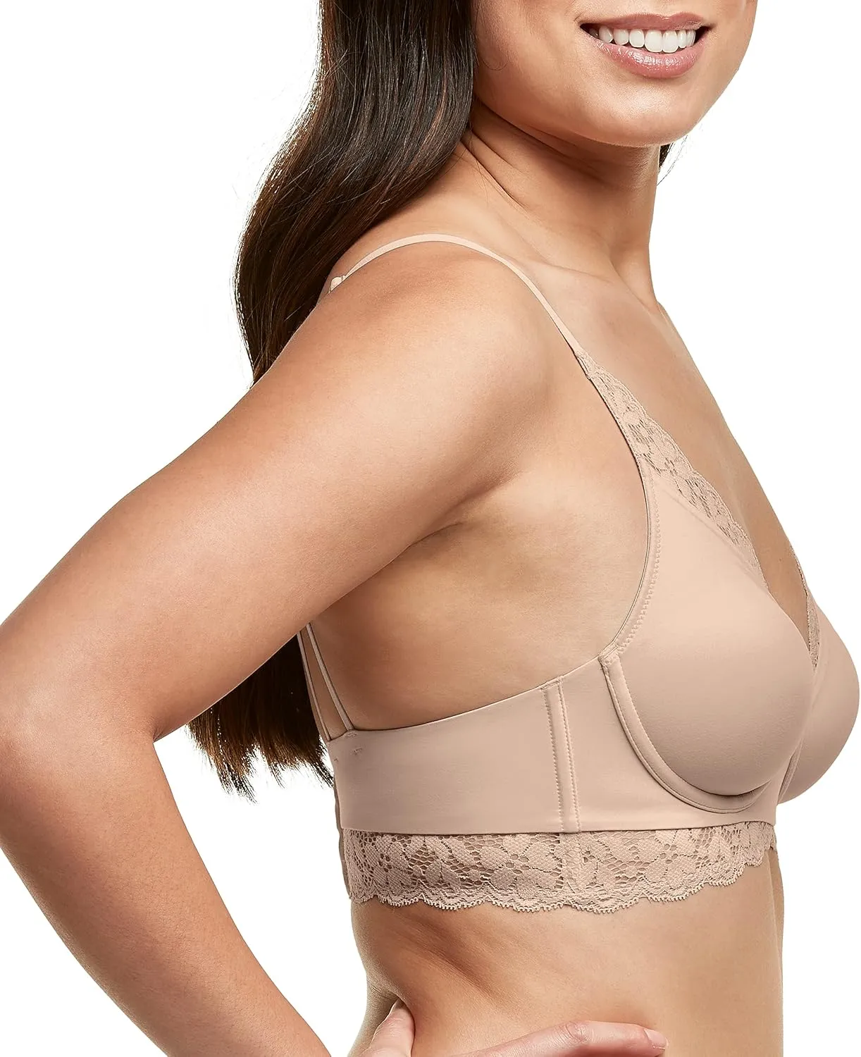 Maidenform Pure Comfort Lace Bralette, Our Best Longline Bralette for Women, Convertible Wireless Bra