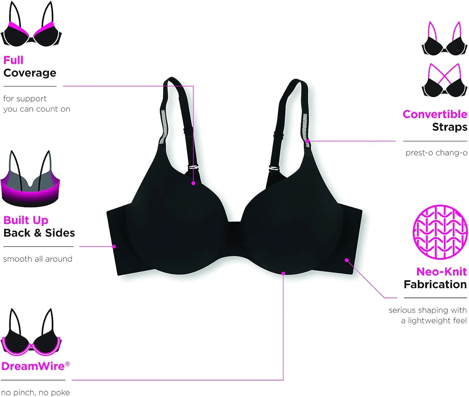 Maidenform Women's Dreamwire Back Smoothing Underwire Bra